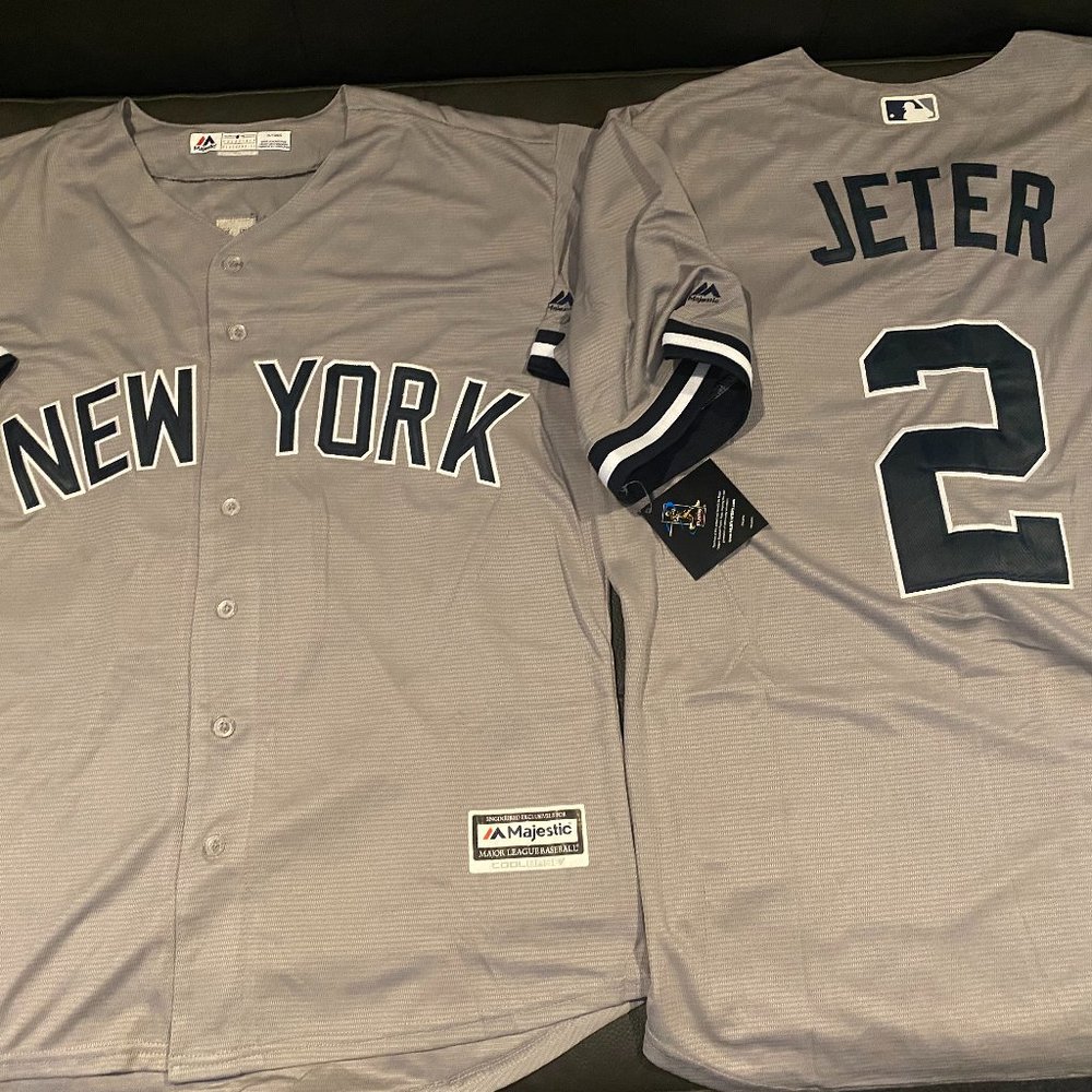 Majestic NEW YORK YANKEES DEREK JETER Cool Base Men's JERSEY Sz M,L,XL,2XL,3XL
